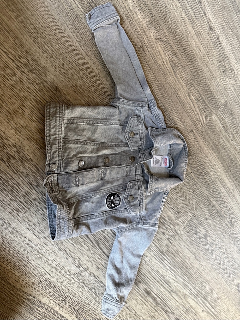 Marvel Kids Gray Denim Jean Jacket with Badge